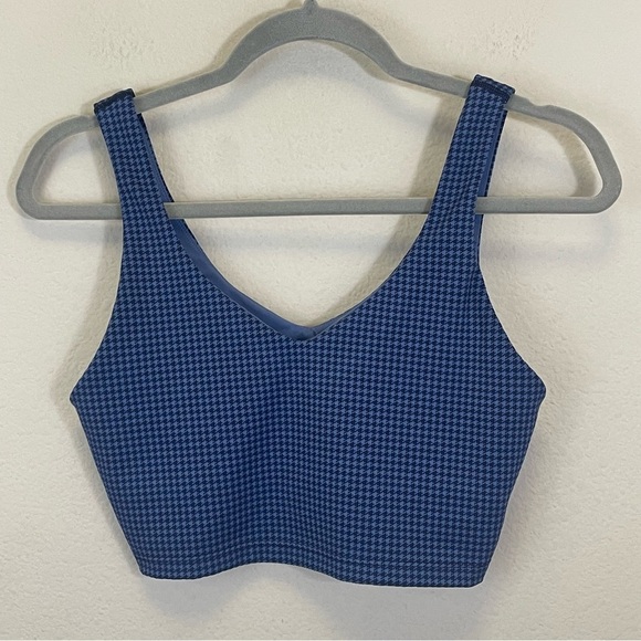 OFFLINE By Aerie Royal Navy Mini Houndstooth V-Neck Longline Sports Bra Size S - Picture 3 of 8